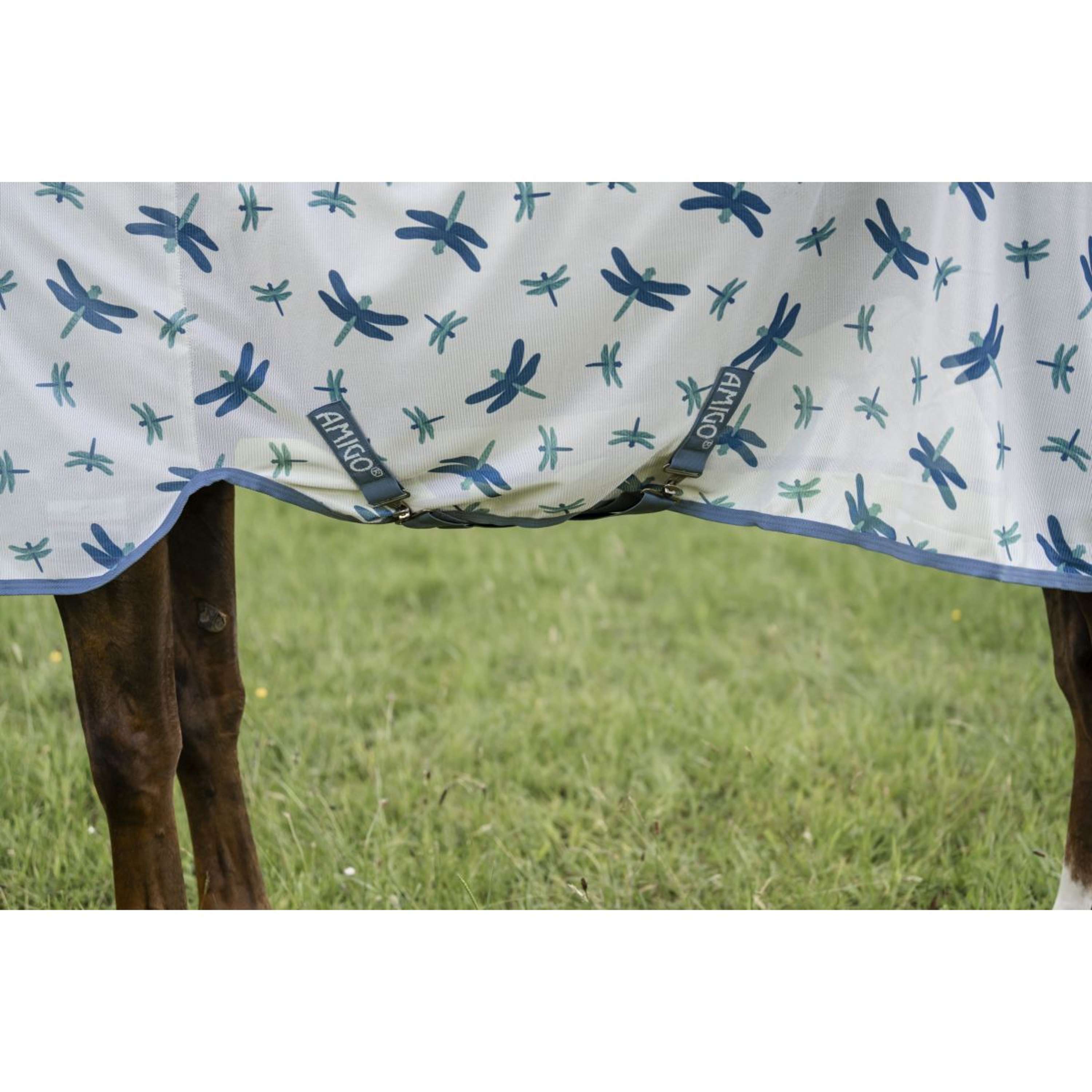Amigo Couverture Anti-Mouches Pony Dragonfly Print/Silver/Blue/Sage