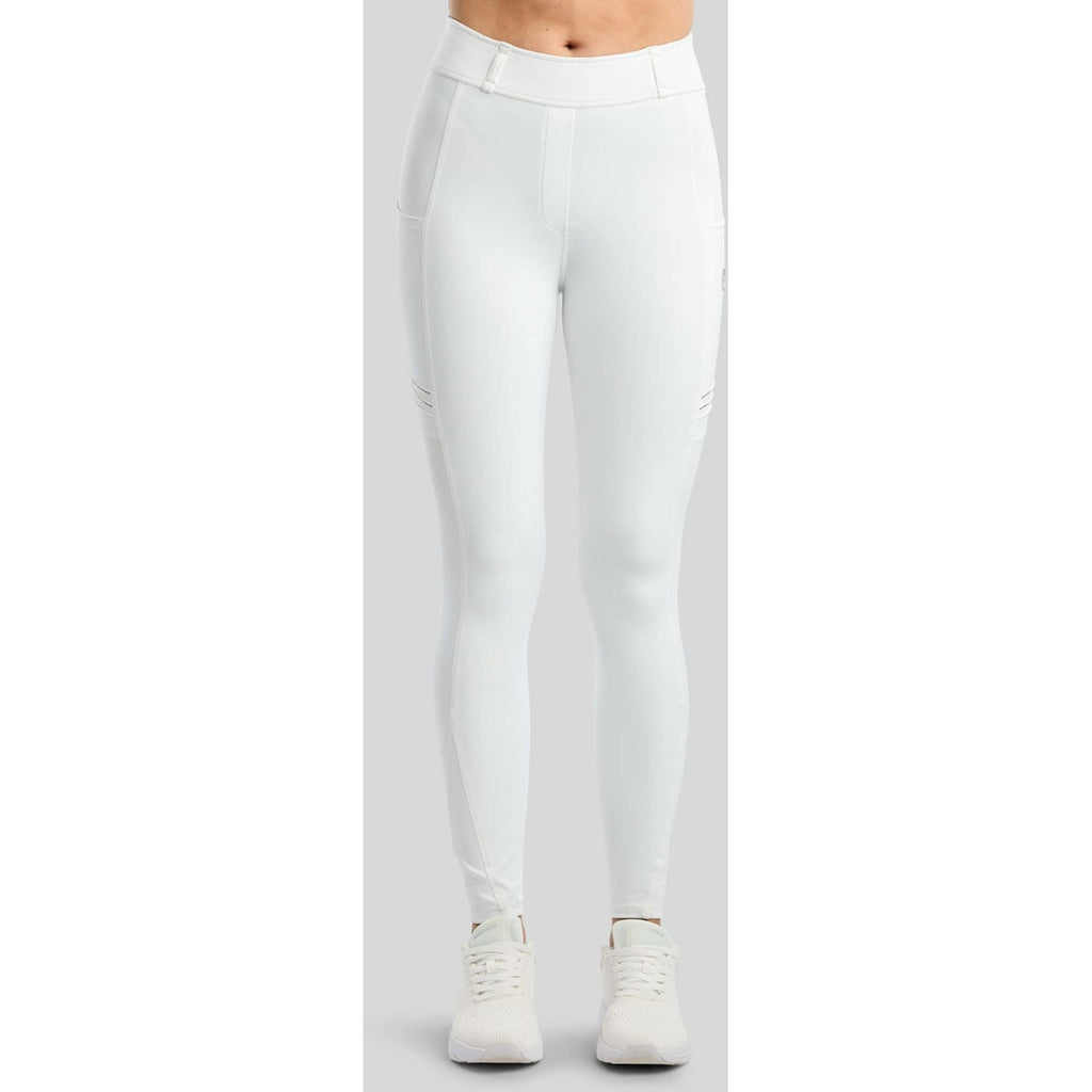 Montar Legging d'Équitation MoWilma Hybrid Pintucks Golden Quartz Crystals Full Grip Blanc